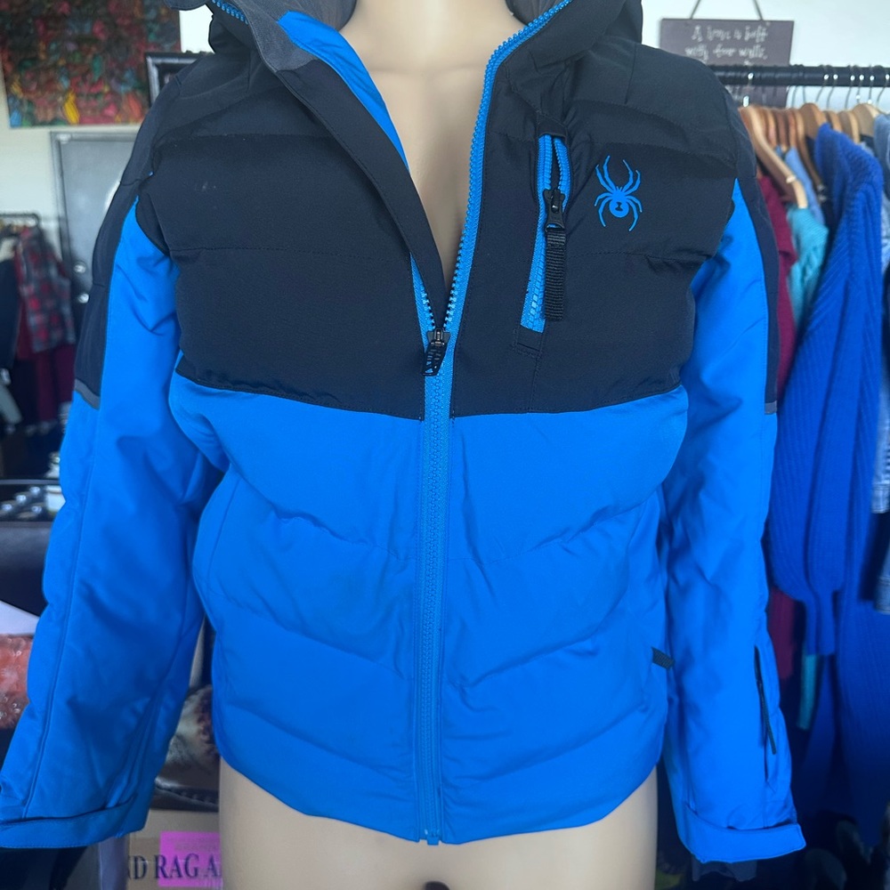 Spyder Kids Black and Blue Puffer Jacket